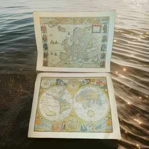 Vintage Maps: 22" X 16" Guilielmo Blaeuw Europa & 1651 Map of the World - Picture 1 of 17