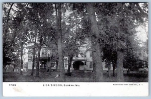 Postal antigua anterior a 1907 LIDA'S WOOD EUREKA COLLEGE ILLINOIS - Imagen 1 de 2