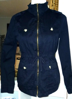 Trendy fall/winter black drawstring  parker  jacket cotton spandex India S - Image 1 of 4