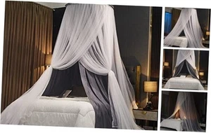 Luxurious Bed Canopy for Girls & Adults, Large Elegant Double Layer New Gray - Picture 1 of 7