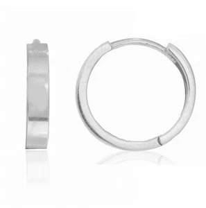 14k White Gold Square Tubular Huggies Huggy Hoops Hoop Earrings 2.5x13mm - Picture 1 of 6