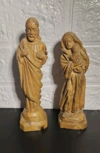 2 Holzschnitzereien Madonna Maria mit Jesuskind & Josef. - Kostenloser UK Versand - Bild 1 von 14