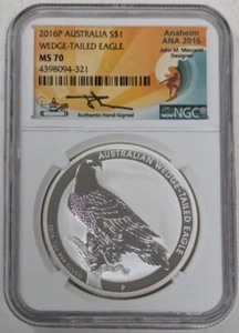 2016 P Australia Silver Wedge-Tailed Eagle NGC MS70 Mercanti Signed- Anaheim ANA - Picture 1 of 2