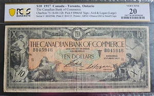 1917 Canadian Bank of Canada $10 - Very Fine 20 - S/N: B045946/B. - Picture 1 of 2
