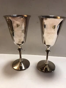 Copas de agua de vino vintage de 2 piezas Kirk & Son placa plateada 25 aniversario de boda - Imagen 1 de 9