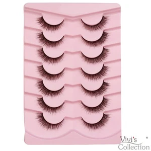 False Lashes Eyelashes Short Natural Wispy Fluffy Full Thick 3D Cat Eye Mink F20 - Picture 1 of 7