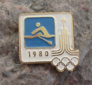 1980 Moscow Russia Summer Olympic Games Rowing Single Sculls Event Pin Badge - Picture 1 of 3