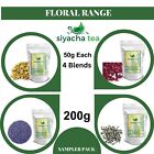 Tea Sampler 200g, 4 Flower Herbal Teas, 50g Each Decaffeinated, Loose Leaf Blend
