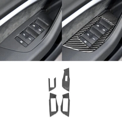 Cubierta de panel de interruptor de ventana de fibra de carbono 4 piezas decoración para Audi A6 C8 2019-2022 Foto 1 de 4