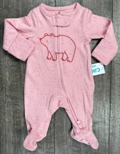 Baby Girl Clothes New Child Mine Carter's Preemie Pink Bear Footed Outfit - Picture 1 of 3