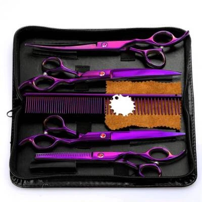 COASTACLOUD 7" Professional Pet Dog Cat Grooming Scissors Hair Dressing Curved Trimmers Set