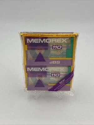 Pacote com 2 cassetes de fita vintage Memorex DBS 110 novo áudio lacrado de fábrica - Imagem 1 de 4