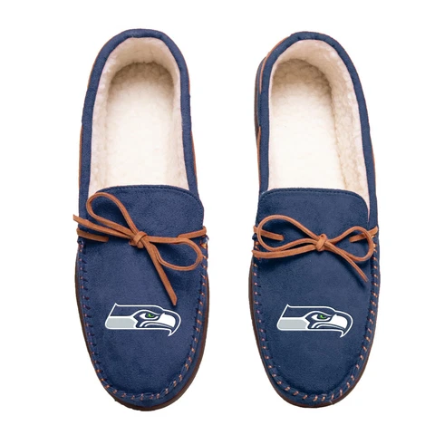 NFL Moccasin Slippers Seattle Seahawks Men's M/L sizes Sherpa Lined - Comfy Cover