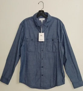 Free Assembly M Women's Chambray Shirt Dark Indigo NWT Original $24 - Picture 1 of 4
