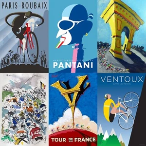 Cycling Posters Bike Prints Tour France Man Cave Vtg Retro Home Décor Art Bar - Picture 1 of 147