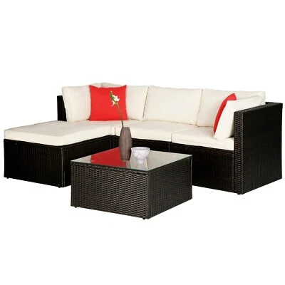 5 Pieces Patio Furniture Outdoor Wicker Sectional Patio Rattan Chair, Sofa Set - Image 1 of 4