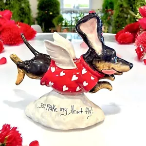 "Estatuilla Blue Sky Clayworks San Valentín Dachshund YOU MAKE MY HEART FLY 10"" NUEVA" - Imagen 1 de 6