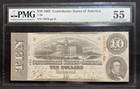 T-59 $10 1863 Confederate States Banknote Civil War Confederacy Money Pcgs Au 55