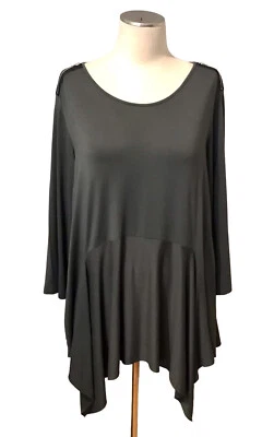 Cómoda túnica pulóver de EE. UU. con dobladillo verde oliva para mujer talla grande 1X Foto 1 de 4