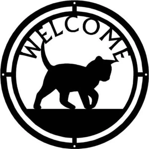 Cat #14 Round Welcome Sign - Made in America - Outdoor Decor - Picture 1 of 3