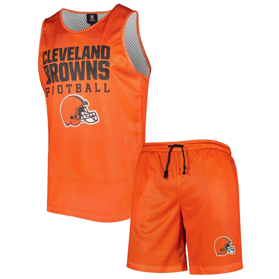 Cleveland Browns NFL Colorblock Cuello en V Malla Sin Nivel Conjunto de Camiseta y Pantalones Cortos de Malla Foto 1 de 1