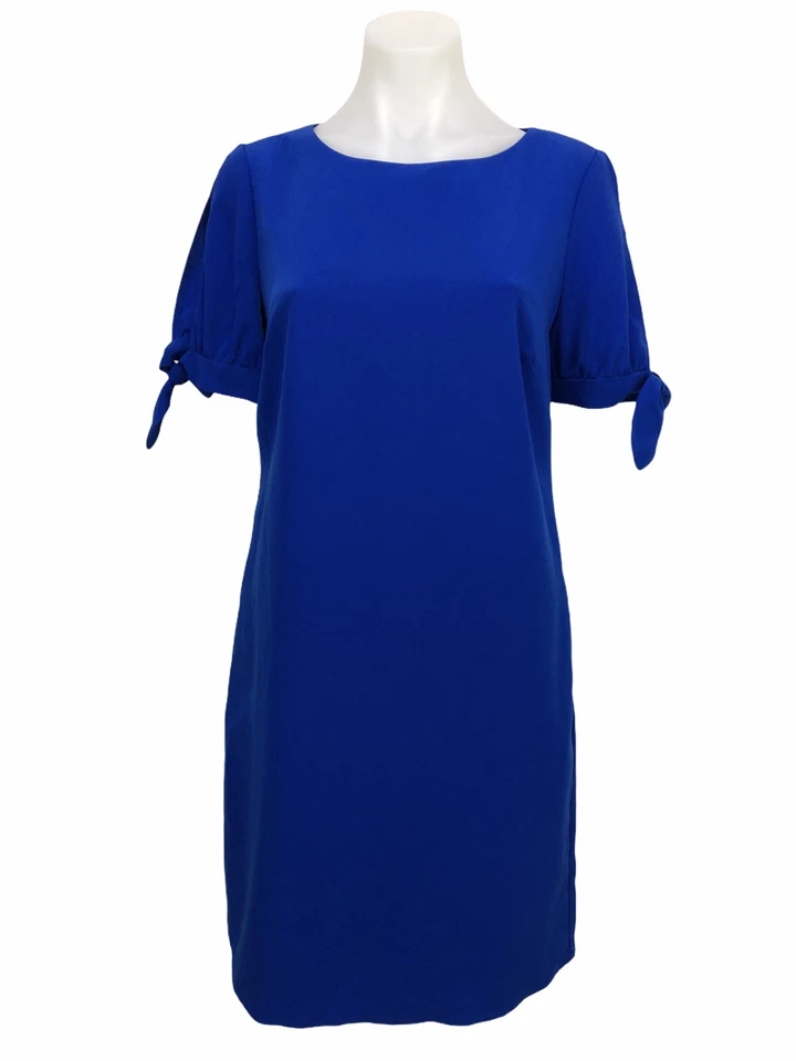 AB Studio Cobalt Blue Shift Dress Tie Short Sleeve Womens Size 4 - Image 1 of 4