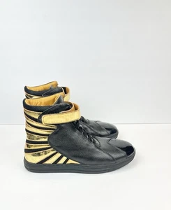 Negash High Top Sneakers Mens Size 9 Amun Ra Leather Black/Gold - Picture 1 of 9
