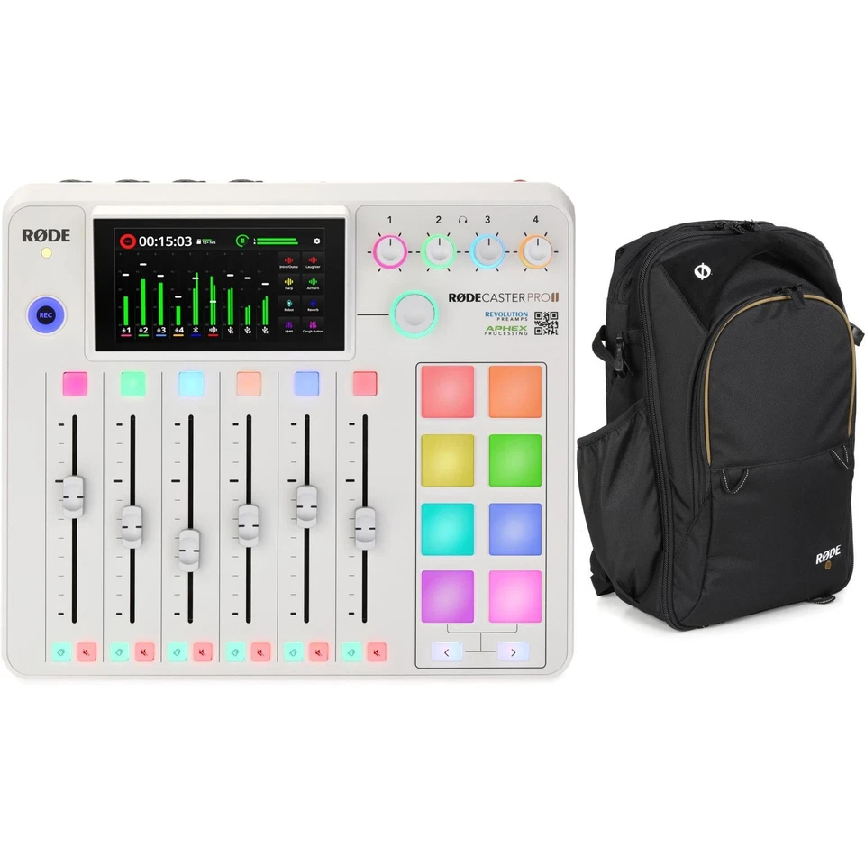 Rode Rodecaster Pro II Podcast Production Console with Backpack - White - Image 1 of 1