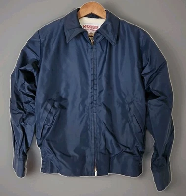 Chaqueta anticongelante McGreggor de colección años 50 para hombre talla 38 azul marino hecha en EE. UU. - LEER Foto 1 de 4