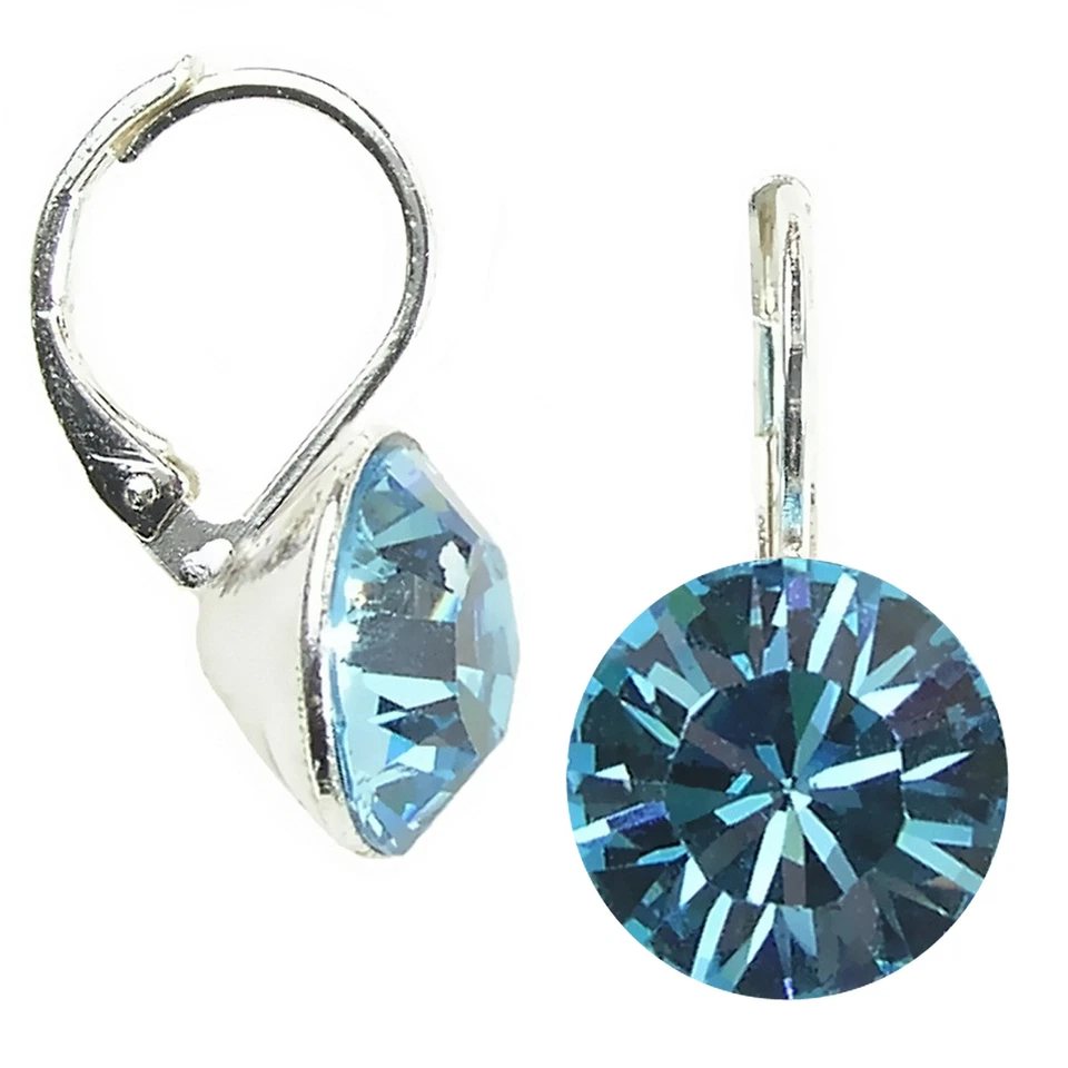 8mm Ohrringe mit Swarovski Elements Kristall in der Farbe Aquamarin - Bild 1 von 1