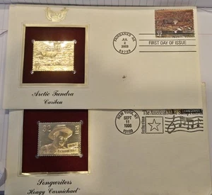 Gold Replica Stamp Lot Of 2 Tundra Caribou Hoagy Carmichael - Picture 1 of 3