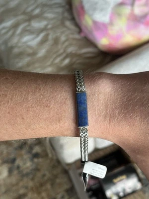 Joias masculinas INOX aço inoxidável corrente dupla França com pulseira de pedra lápis - Imagem 1 de 2