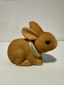 Flocked Light Brown Bunny Nodder Head Car Rabbit Bobblehead Vintage - Picture 1 of 18