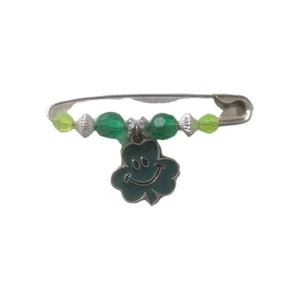 Vtg. St. Patricks Day Clover Brooch Safety Pin Lapel Homemade Handmade Holiday - Picture 1 of 2