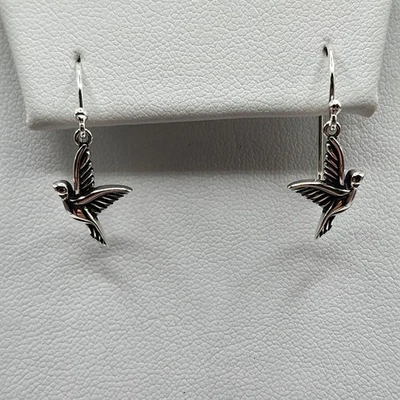 Pendientes colgantes palomas plateados en rodio de plata de ley 925 NUEVOS 15 mm Foto 1 de 4