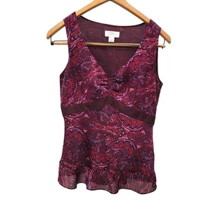 Y2k Babydoll sheer Flowy Romantic Paisley Blouse Versatile Sz 2 Whimsigoth fairy - Picture 1 of 12