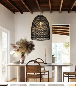 Arturesthome Rustic Rattan Basket Pendant Light Fixture Boho,regular price $160 - Picture 1 of 5