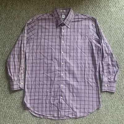 Camisa Peter Millar Para Hombre Grande L Alta Púrpura A Cuadros Manga Larga Abotonada Foto 1 de 4
