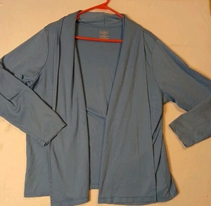 Cárdigan abierto L.L.Bean Supima algodón azul talla 1X, azul - Imagen 1 de 6