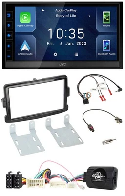 JVC DAB Bluetooth Lenkrad USB 2DIN Autoradio für Dacia ab 2012 piano schwarz - Bild 1 von 4