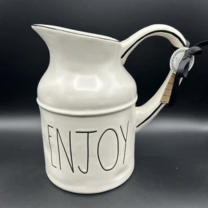 NEW W/ Tags RAE DUNN ENJOY Ceramic Farmhouse Milk Jug Pitcher Artisan Collection - Picture 1 of 7