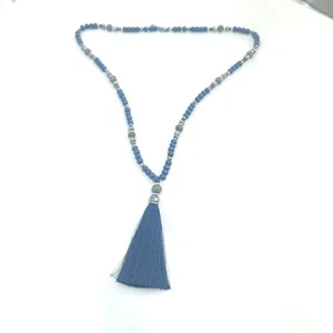 Stella & Dot Navy Blue Bead Sparkle Bead 4" Tassel 22" Statement Necklace - Picture 1 of 6