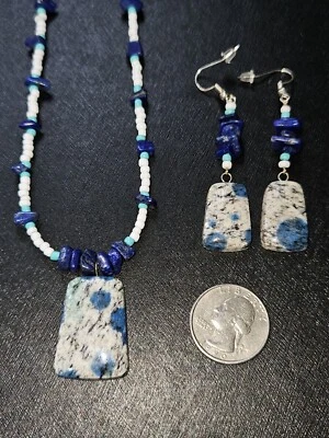 Beautiful K2 Earring and Pendant Set with 20" Beaded Necklace - Image 1 of 2