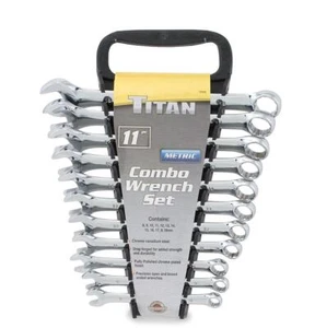 Juego de llaves combinadas pulidas métricas de 12 puntos Titan 17312 11 piezas - Imagen 1 de 1