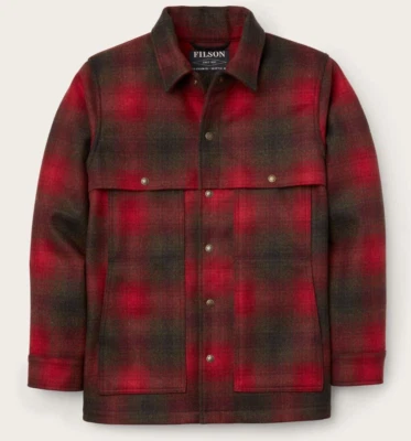 Filson Unlined Wool Cape Coat 20114885 MADE IN USA Red Green Dark Brown Ombre CC - Image 1 of 4