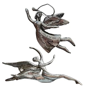 SEASONS OF CANNON FALLS Pewter Fairy Angel Ornament (set of 2) Inspirational - Picture 1 of 9