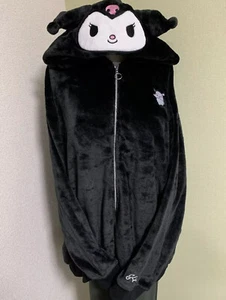 Sanrio license KUROMI Fleece hoodie Black  Warm material Japan Size 4L RARE - Picture 1 of 9