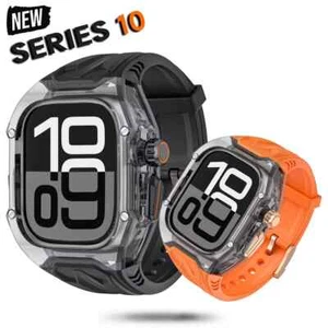 Transparent Modification Kit Strap+Case For Apple Watch 10 9 8 7 46mm 49mm 45mm - Picture 1 of 30