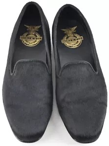 LIGHT WEAR | RRL 10 HERRINGTON SLIPPERS BLACK HAIRCALF SHOES - Picture 1 of 11
