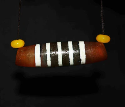 Antiguo tibetano 5 rayas chung dzi cuentas amuleto real antiguo 9 rayas colgante gzi Foto 1 de 4